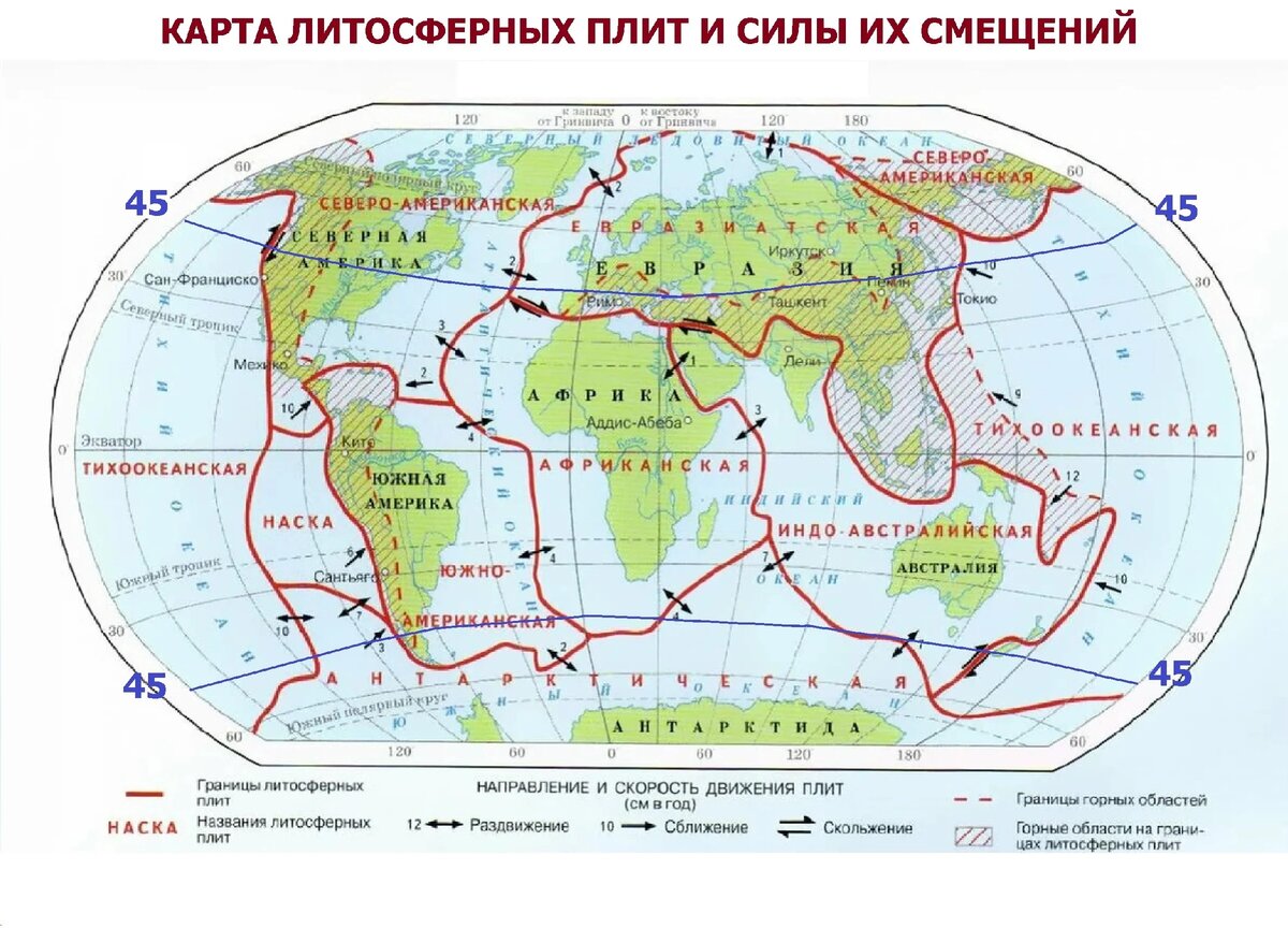 Литосферные плиты. Источник: сеть интернет.