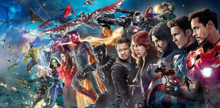 коллаж из героев Marvel 