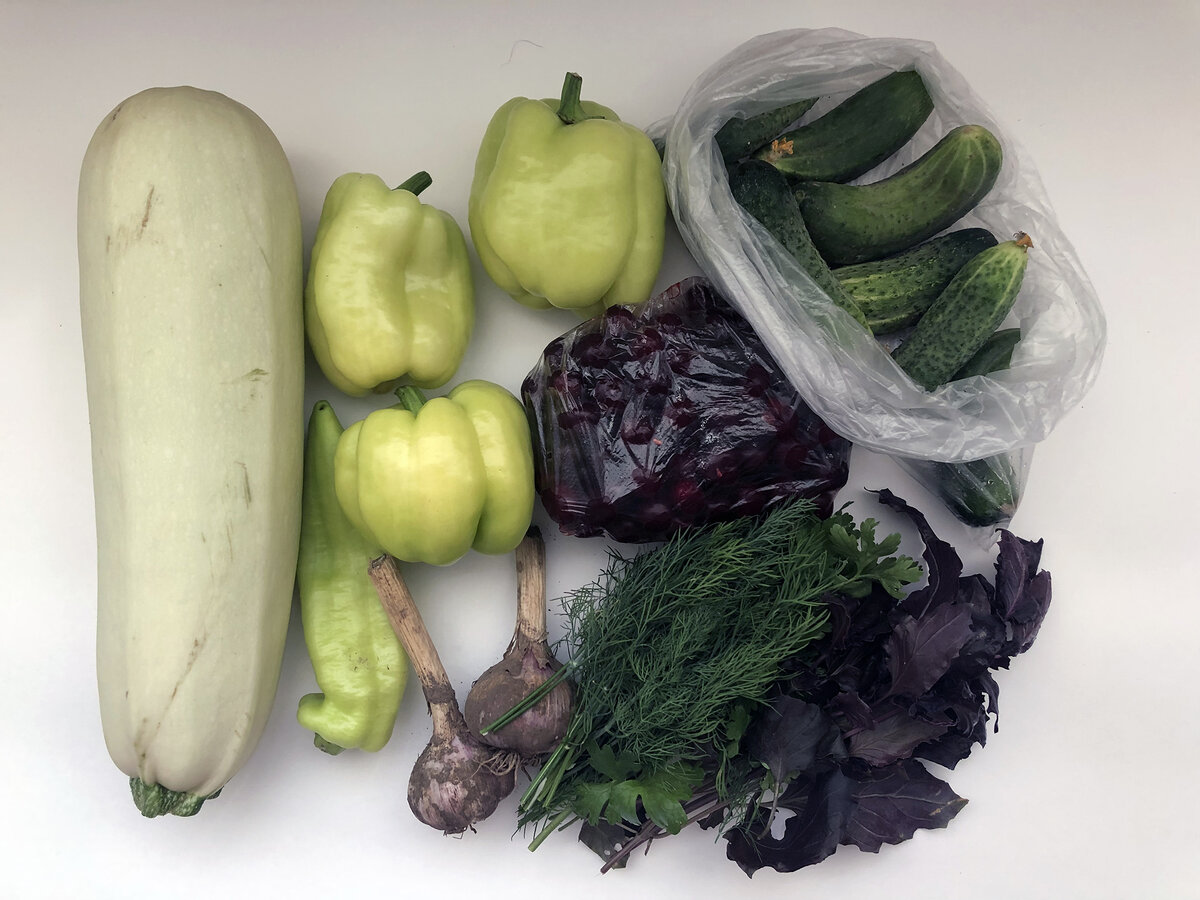 Овощи, которые мне достались с дачи. В пакетике вишня, из нее сделаю компом (чай уже поднадоел)