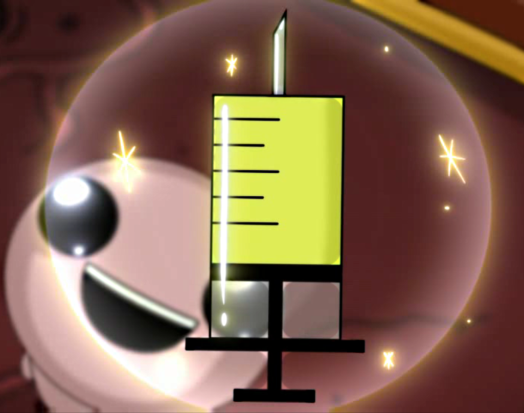 Шприц  Случайным образом меняет каждый параметр вашего персонажа. 
• Все 6 параметров затрагиваются этим предметом, включая Скорость Полета слёз и Удачу.

• Может убить ???, если уберет здоровье.Очень спорный предмет ведь он дает случайную характеристику,как плохую так и хорошую, но лучше не рисковать своими характеристиками для данного предмета,только на свой страх и риск, а найти его можно в Золотой комнате.Пассивный предмет.