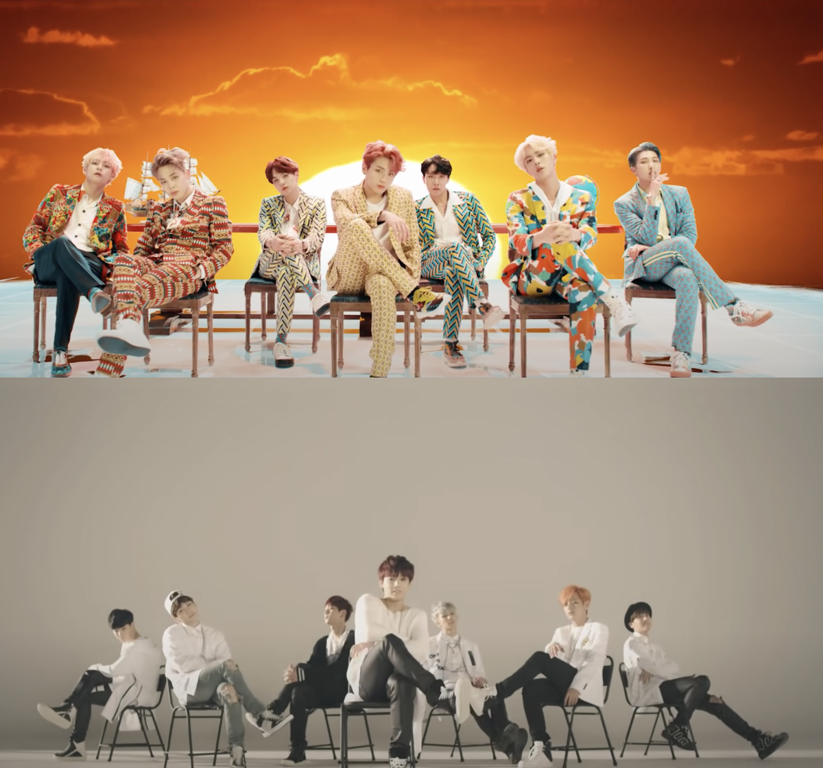 Верху конец из клипа "idol", внизу конец клипа "just one day"