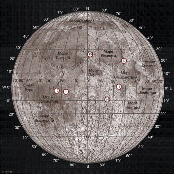 Районы посадки американской космической программы "Аполлон". Источник: osiktakan.ru