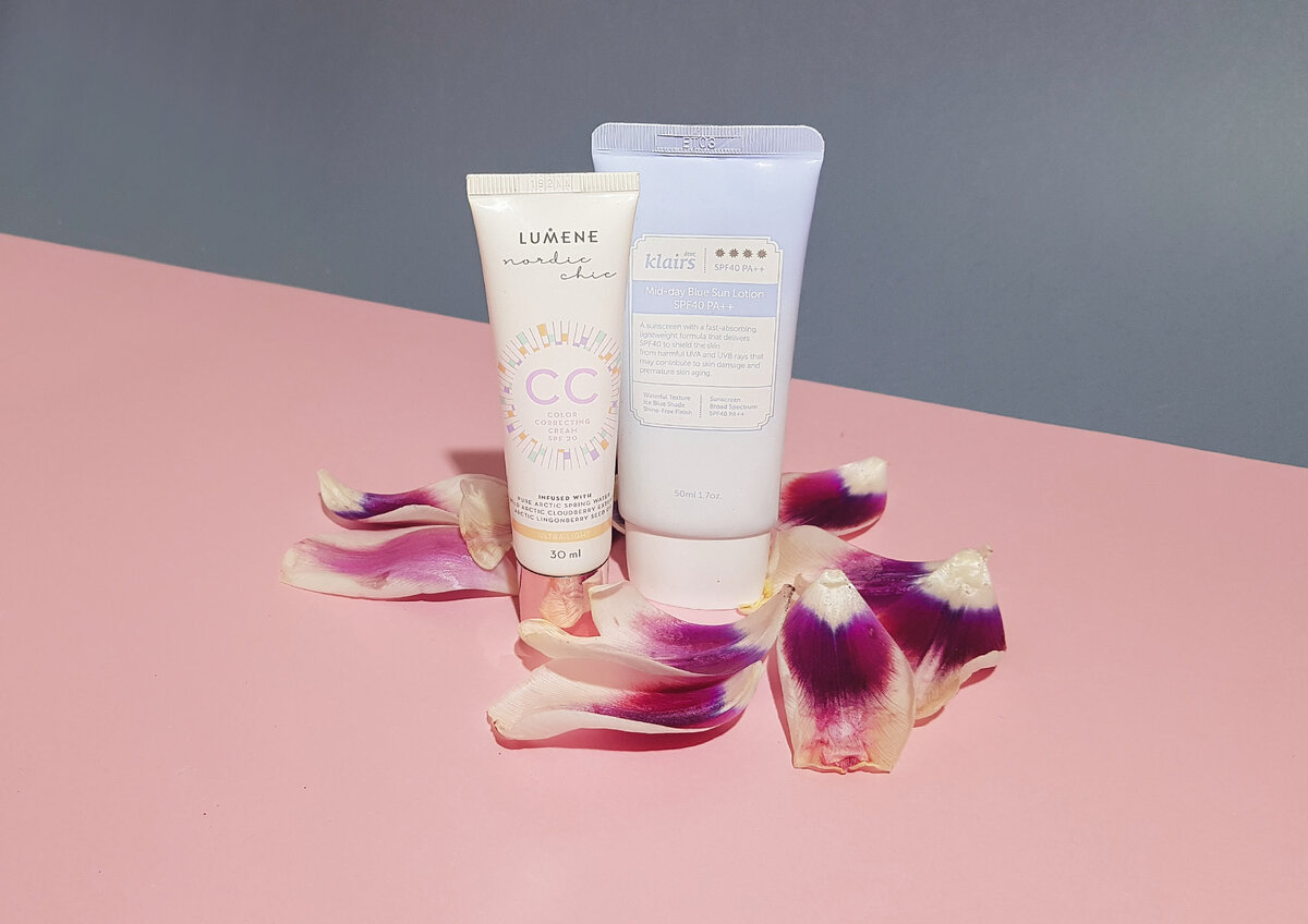 Lumene CC cream SPF20, Klairs Mid-day Blue Sun Lotion SPF40