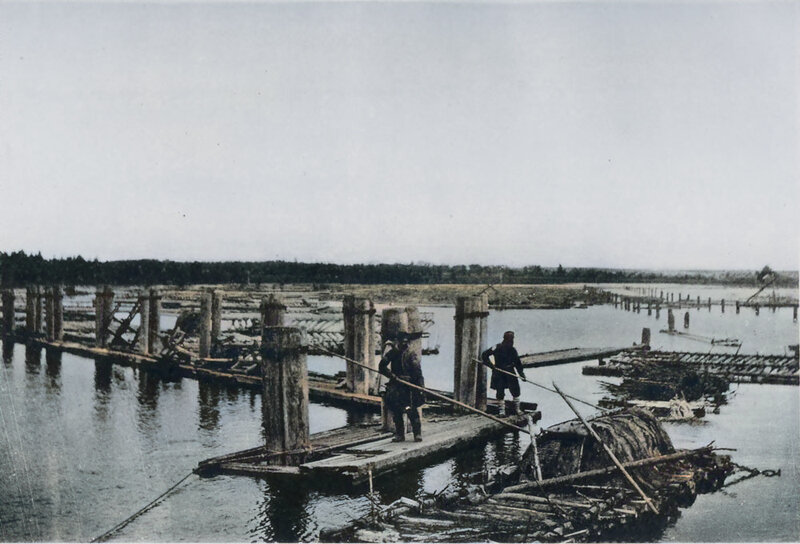 Пропуск плотов с лесом и бревнами к бейшлоту