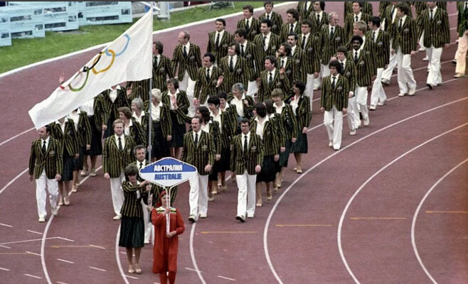 Фото 1980 года.  Команда Австралии на московской Олимпиаде.