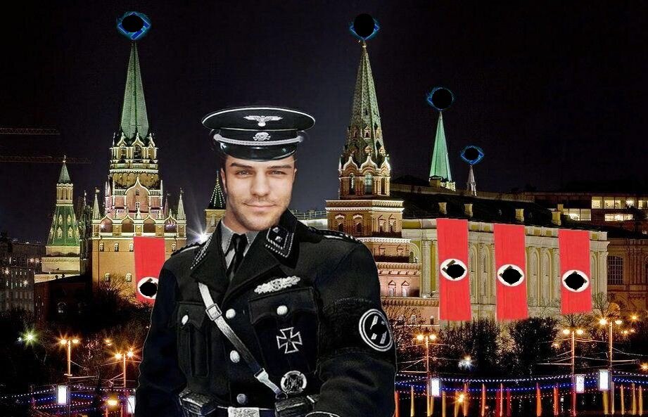 Отфотошопленная фотография(с замазанными мной нацистскими символами), которую сам Поздняков и сделал, ресурс- его канал в Телеграмм. 