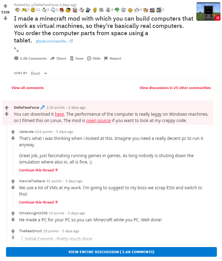 Страница Reddit.