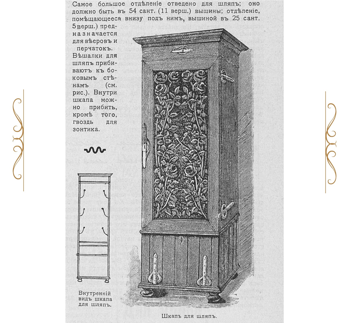 Шкаф для шляп из журнала "Модный свет", 1903. В нижнем отделении можно хранить всякие мелочи, вроде перчаток.