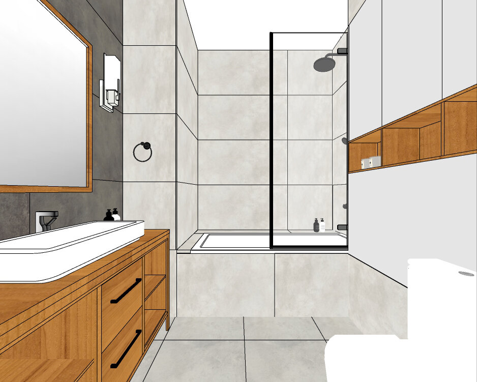 Сочетание грубой текстуры бетона  и мягкого теплого дерева