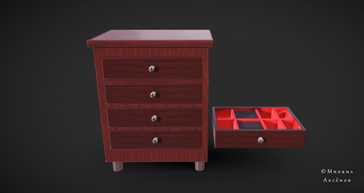 3d модель лакированной тумбочки которая не подойдет для сайта 3ddd