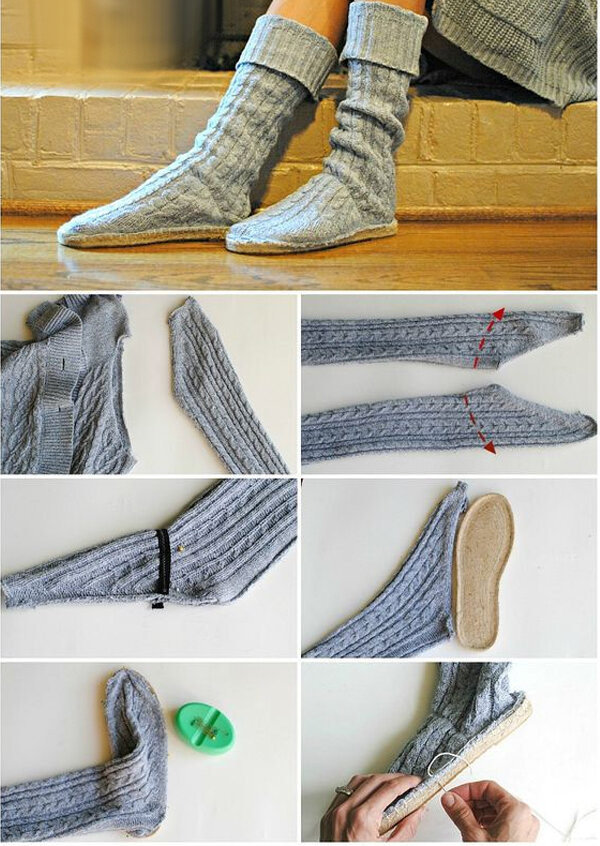 Следки за 10 минут. Как легко сшить следки из старой одежды/Socks from old clothes