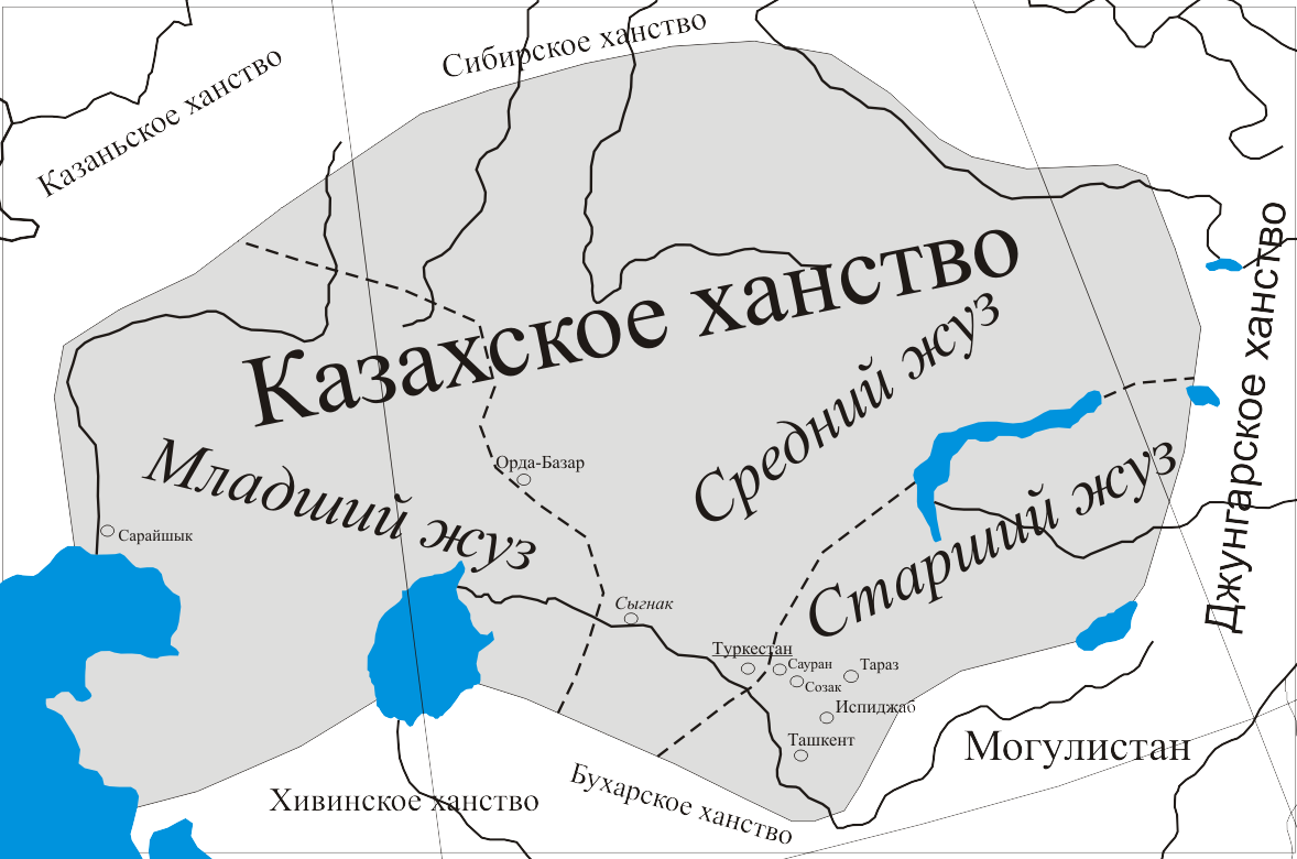 Карта казахского ханства в 19 веке