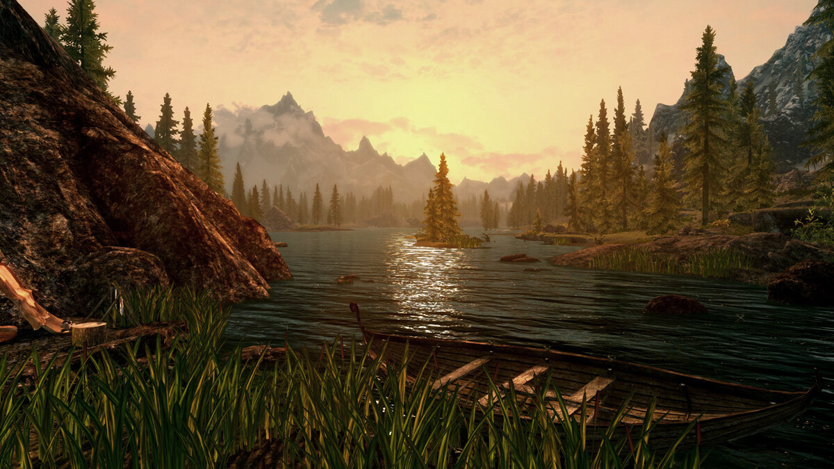 Gold road the elder. Скайрим. Скайрим RTX. Tes 5 Skyrim пейзажи. Пейзажи из Скайрима.