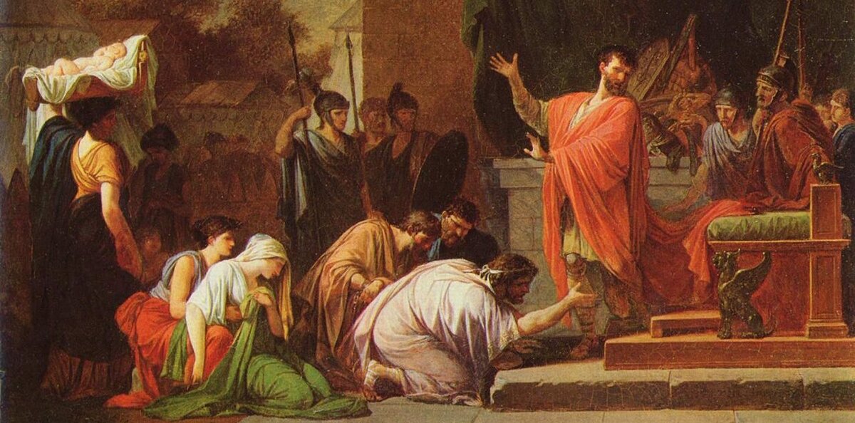 Персей се предава на Паулус. Живопис на Жан-Франсоа Пиер Пейрон от 1802 г. Музей на изящните изкуства , Будапеща .