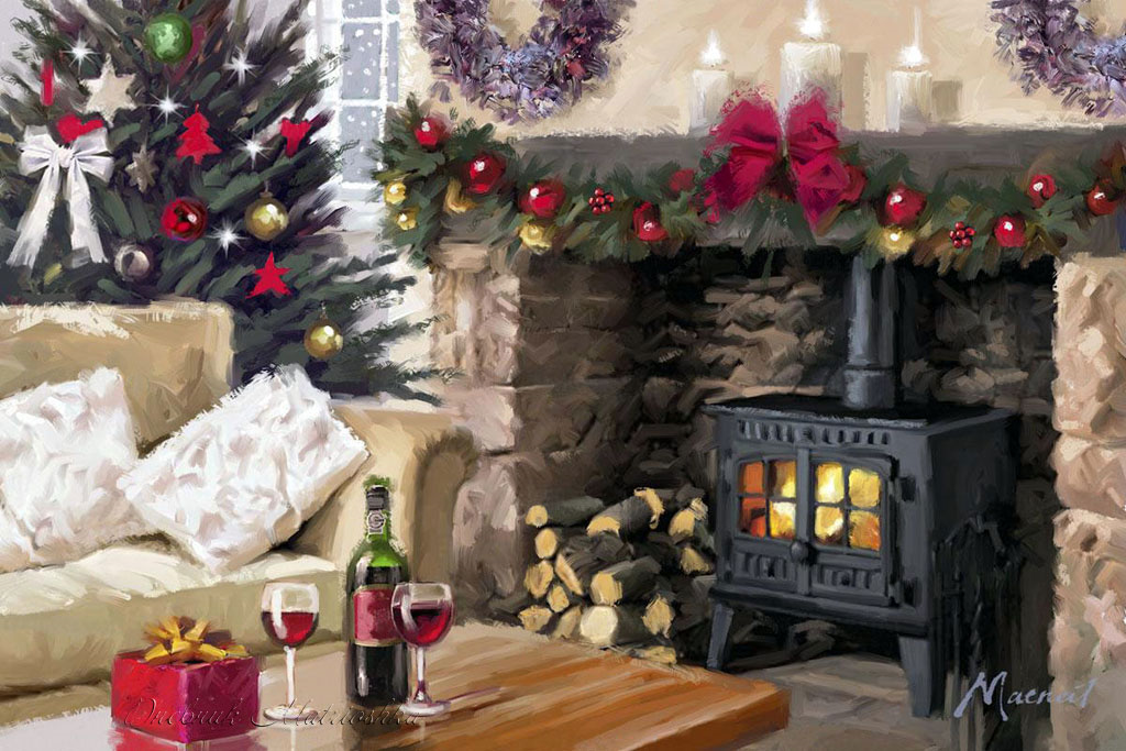 Richard macneil рождество елка. Художественный номер на новый год. Новогодний интерьер. Новогодний домик с камином. Новогодний домик с камином.