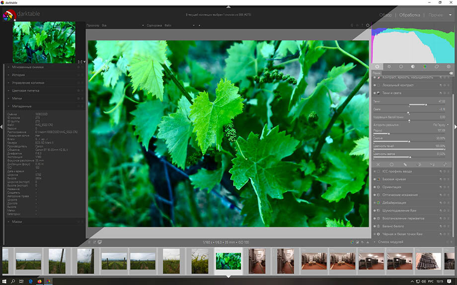 
darktable 3.0.0 позволяет выбрать тёмную или светло-серую тему интерфейса, всего предлагается 8 тем