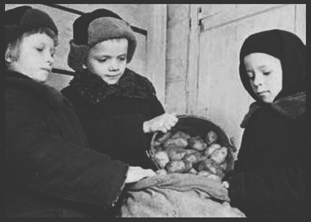 Дети собирают пересыпают картошку в мешок (Изображение из интернета)