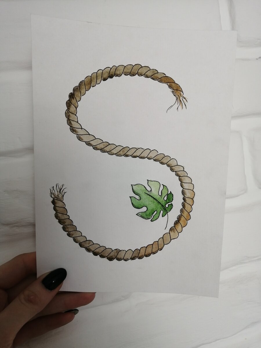 Это то, чем я развлекаюсь дома. Верёвка не как символ трагичности, не подумайте. Её фактуру интересно рисовать. 