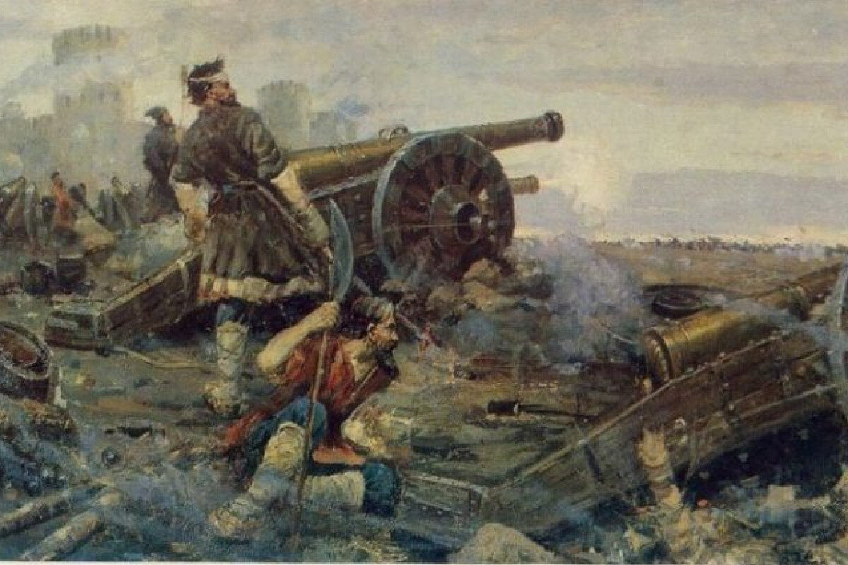 Русские пушкари в битве под Венденом, 1578 год, Ливонская война. Художник: Василий Нечаев
