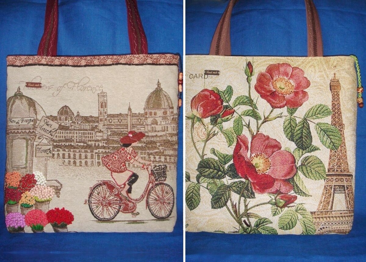 Вышивки много слева. Справа - серединки цветов