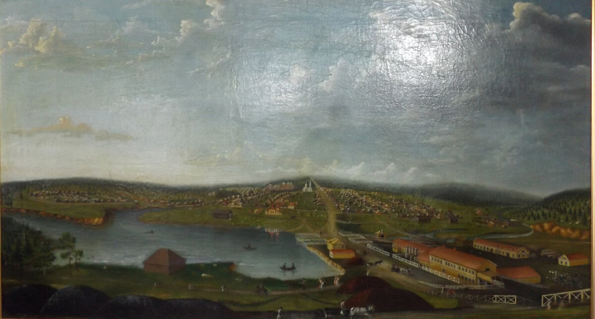 Картина. Неизвестный художник. Вид Кизеловского завода. Сер. XIX в. Холст, масло. 