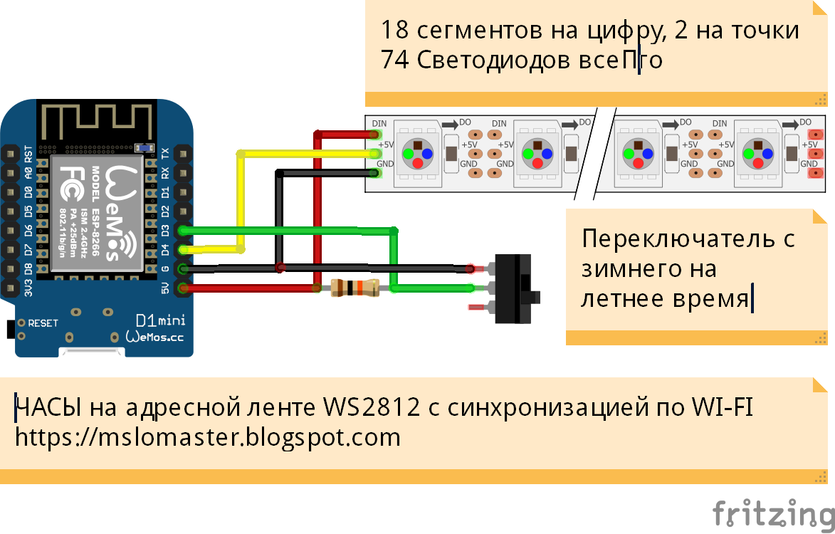 Крутые часы на адресных диодах / Хабр