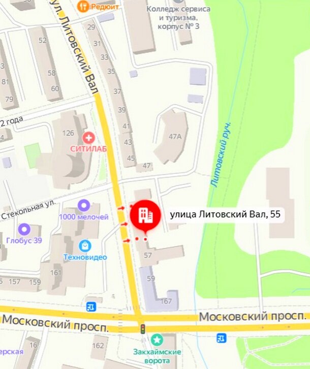 Месторасположение дома №55 по Литовскому валу в Калининграде. Скриншот с сайта Яндекс.Карты