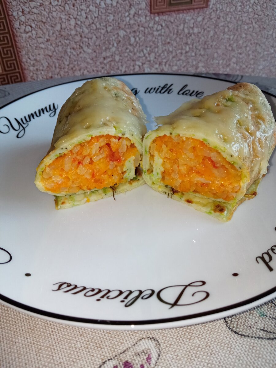 Конвертики-рулетики из кабачков с начинкой. Фото автора 