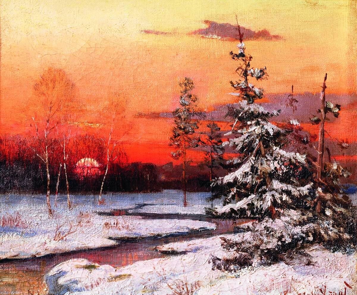 "Зимний пейзаж", 1881, холст, масло, 23×28 