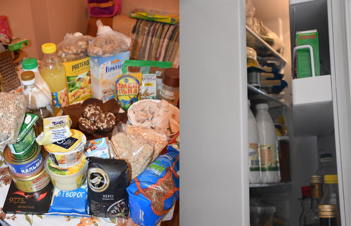 Часть продуктов на моём столе и в холодильнике