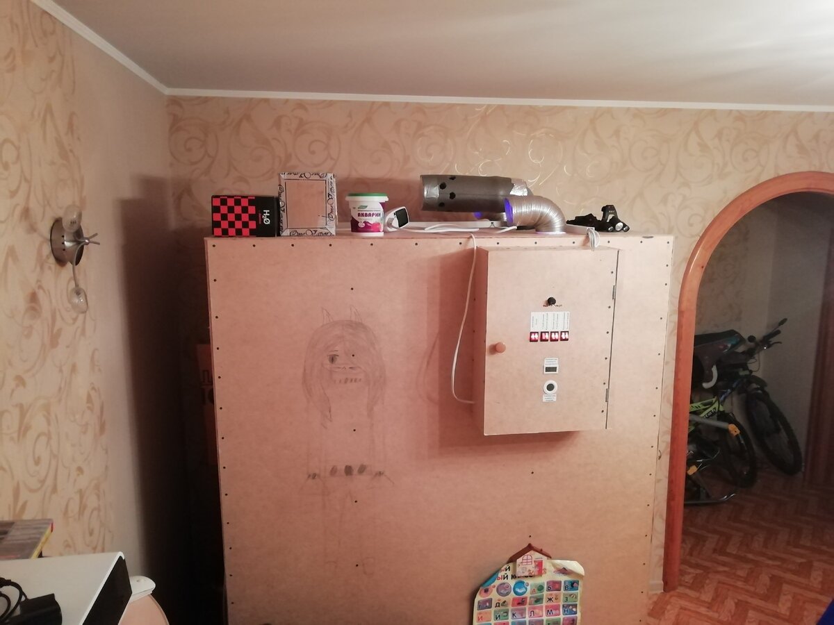 Гармонично вписывается в интерьер габариты в м. в×ш×г 2×0,9×1,5 Все пытаюсь уговорить старшую дочь разрисовать бокс, что то типа дракона или лес или еще что на ее усмотрение, пока 