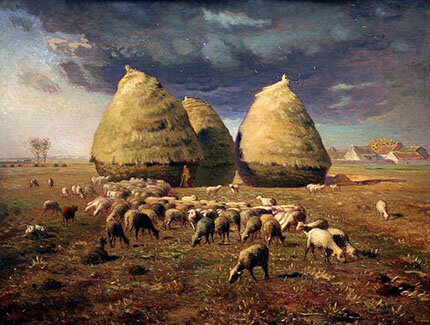Фотография картины Ж.-Ф. Милле «Стога осенью» (из свободных источников)