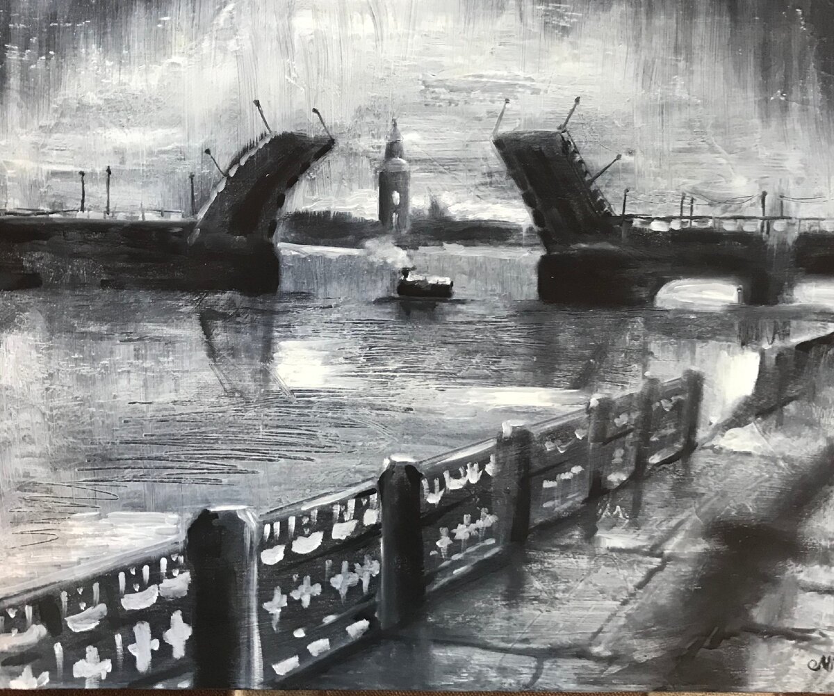 Городской пейзаж .Автор : Мирошниченко Татьяна ,Картина маслом.