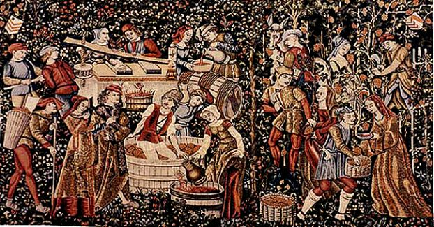 Весь процесс изготовления вина в средние века
