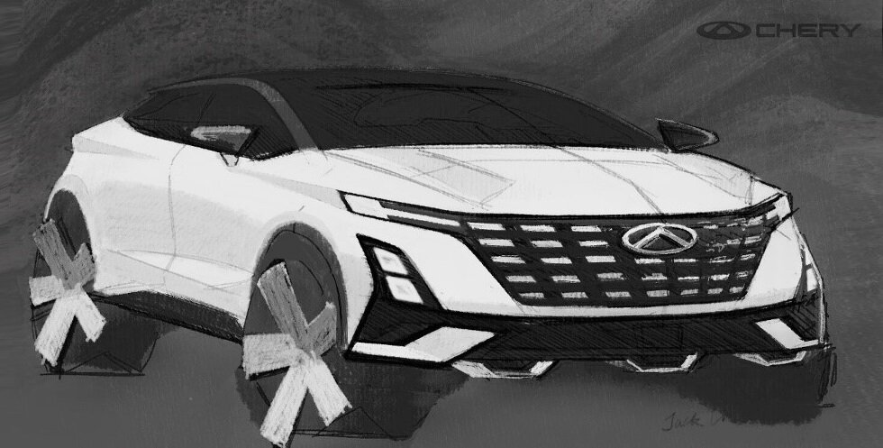 На фото: Дизайнерский эскиз Omoda 5