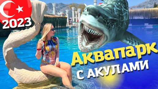 Аквапарк со скатами и акулами в Кемере. Горок мало, но впечатлений куча! Турция 2023