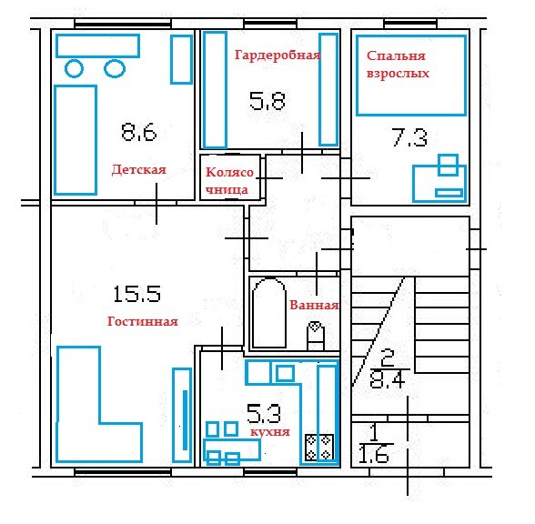 План нашей 4х комнатной квартиры  с расстановкой мебели. 