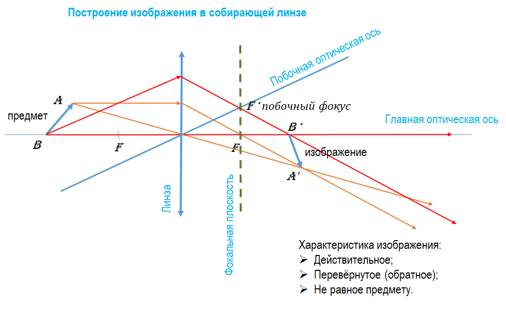 Соберем построим. Оптическая линза построение изображения. Построение луча оптическая ось. Физика линзы построение изображения. Построение изображений в линзе параллельно главной оптической оси.