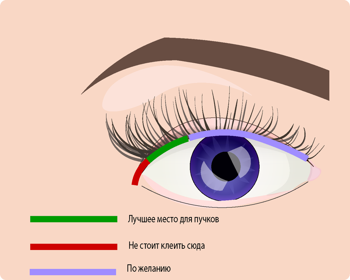 Наращивание ресниц цветные уголки схема