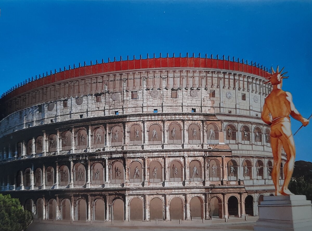 Колизей и статуя Колосса Нерона. Реконструкция