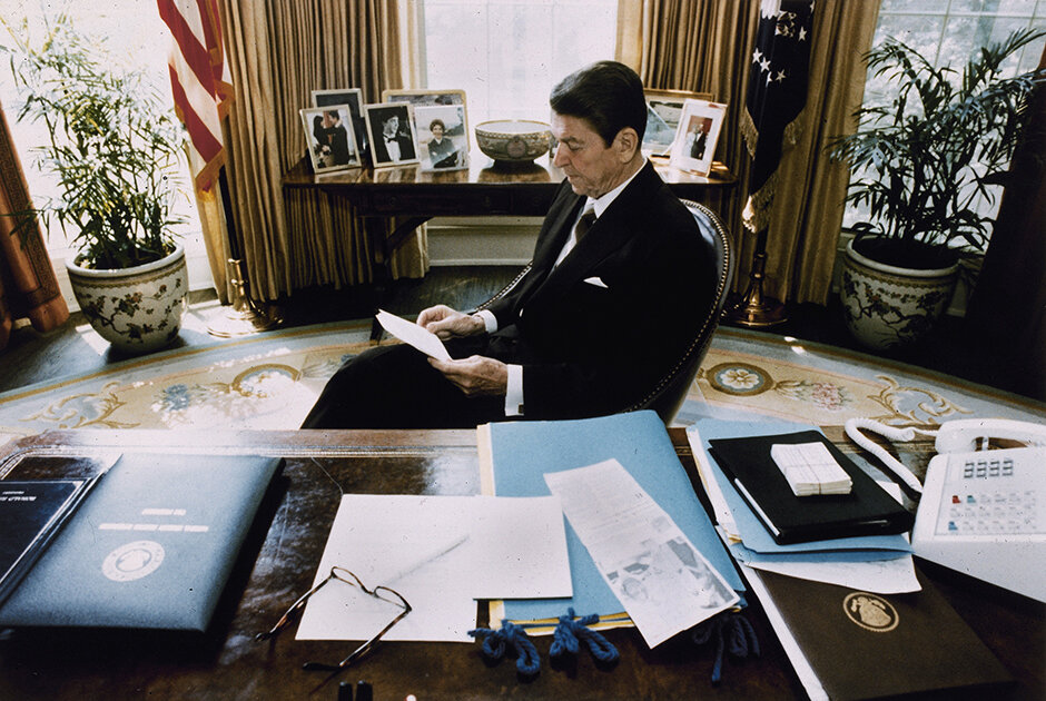 Президент США Рональд Рейган в Белом доме, 1981 год