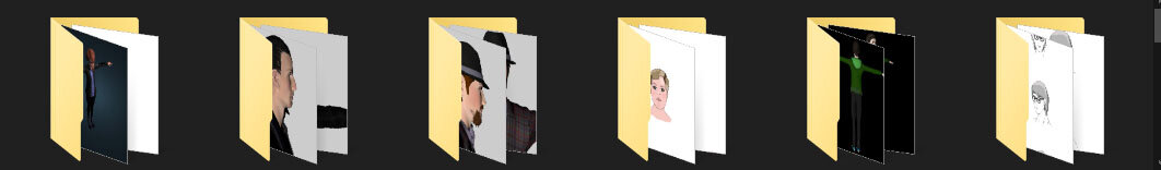 Папки с фотками-референсами для наших персонажей.