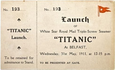 Билет на церемонию спуска на воду суперлайнера "Титаник" 31 мая 1911 года