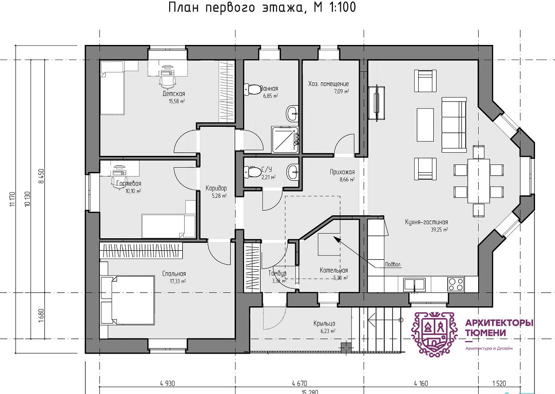 Новый проект одноэтажного дома 121 м2 | ArchCode | Проектирование домов |  Дзен