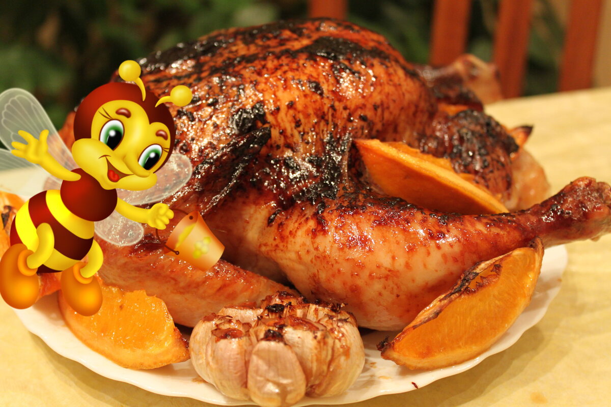 Тушеная курица в мультиварке с мёдом и апельсинами