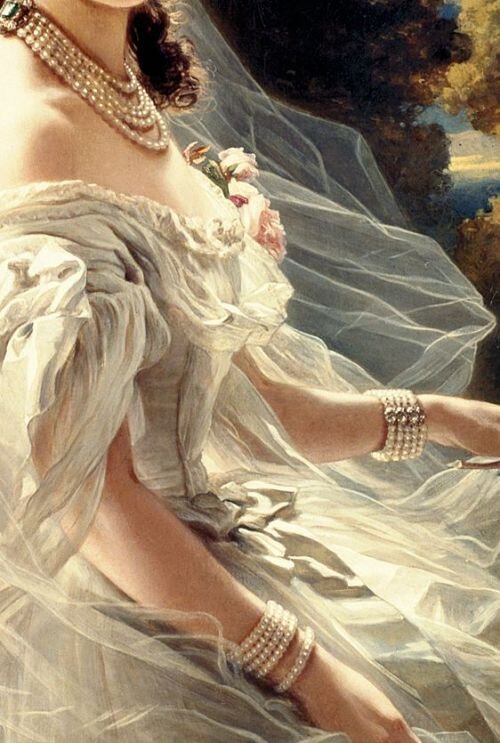 Franz Xaver Winterhalter, detail, Portrait of Princess Pauline de Metternich, 1860.
