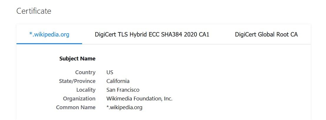 Так выглядят детали OV сертификата в браузере Mozilla Firefox