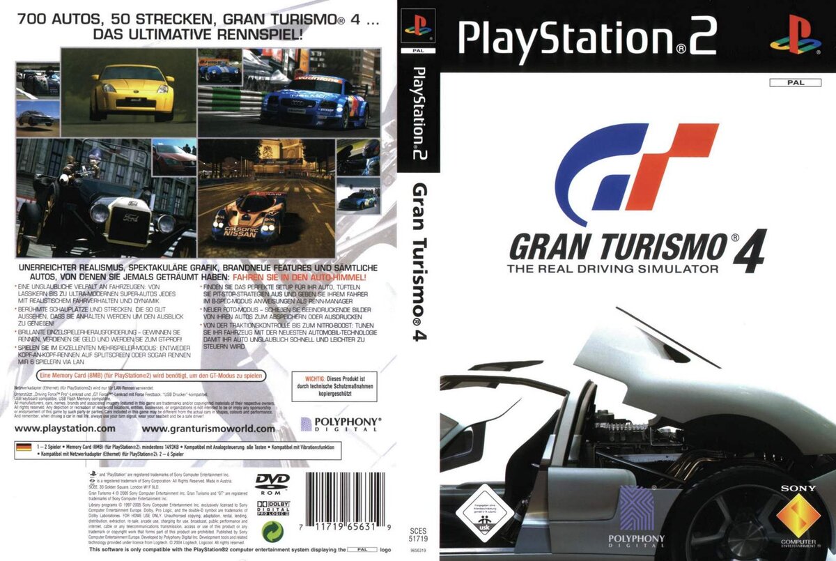 Gran Turismo 4 - эксклюзивная для консоли PlayStation 2 гонка, в своё время одна из самых успешных и популярных в мире. Вышла на рубеже 2004-2005 годов. Общие продажи составляют порядка 12 миллионов копий во всём мире.