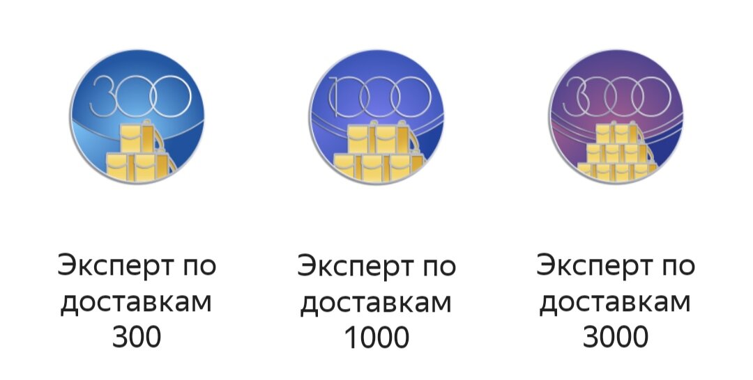 Ачивки за выполненные заказы.Ачивки курьера и сборщика имеют одинаковый вид.