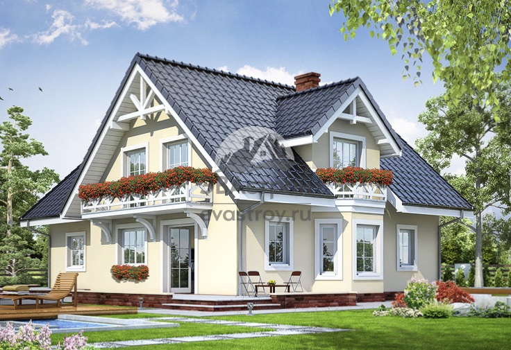 Проект загородного дома 216 м2 с балконом, эркером и террасой - 103-20